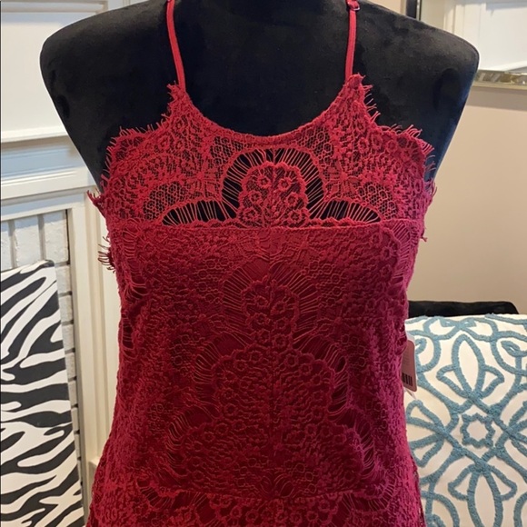 Free People She’s Got It Lace Wine Slip Dress, Lg - Picture 2 of 8